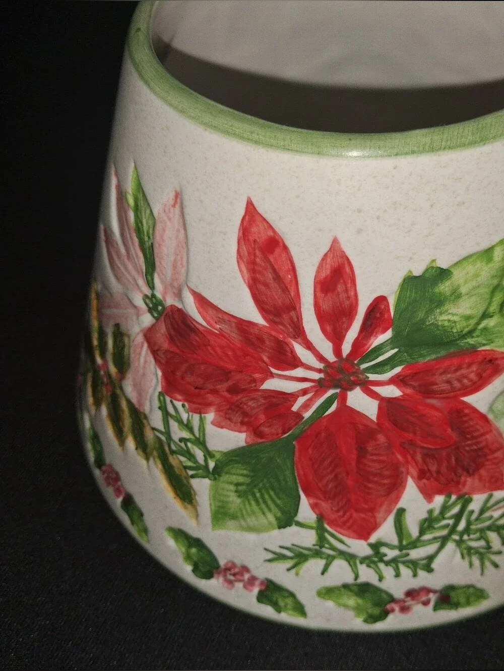 Yankee Candle Christmas Poinsettia Candle Jar Shade Topper And Plate